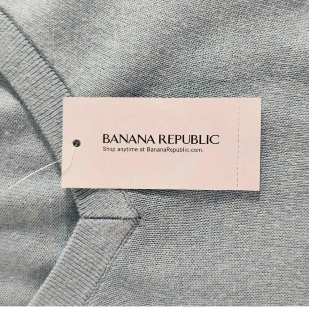 Banana Republic Men's Silk Cashmere Blend V-Neck Sweater Size XL Blue NWT
